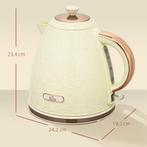 Waterkoker, 2200W, Kijkvenster, Filter, Snelkoker, Beige, Verzenden, Nieuw