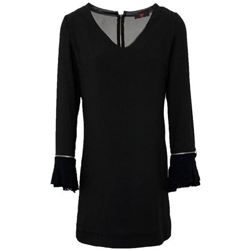 S • zwarte jurk met V-hals en zilveren ritsen • 38 (IT44), Kleding | Dames, Jurken, Zwart, Nieuw, Maat 38/40 (M), Verzenden