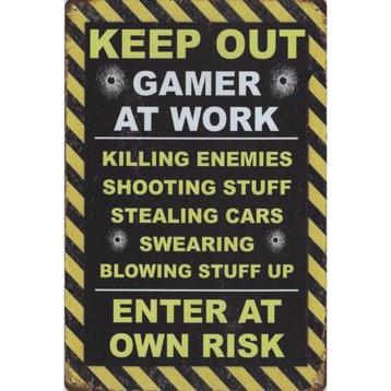 Wandbord -  Keep Out Gamer At Work Enter At Own Risk