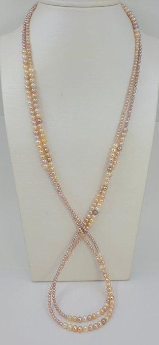 Halsketting 3x6mm Witte en Roze Edison Zoetwaterparels, Sieraden, Tassen en Uiterlijk, Kettingen