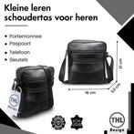 Kleine leren schoudertas heren zwart., Sieraden, Tassen en Uiterlijk, Tassen | Schoudertassen, Verzenden, Nieuw, Overige merken
