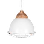 LABEL51 - Hanglamp Rootz - Wit Metaal - Naturel Mangohout, Huis en Inrichting, Lampen | Hanglampen, Minder dan 50 cm, Nieuw, Landelijk