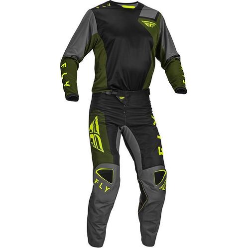 Crosskleding Set Fly Kinetic Olijf/Fluo - MAAT 32 / M / L, Motoren, Kleding | Motorkleding, Nieuw met kaartje, Motorcrosskleding