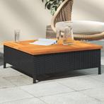 vidaXL Tuintafel 70x70x25 cm poly rattan en acaciahout zwart, Verzenden, Nieuw