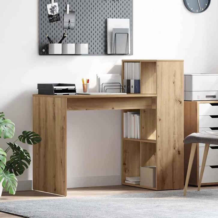 vidaXL Bureau met plank Artisan Eiken 108 x 55 x 103.5 cm, Huis en Inrichting, Bureaus, Nieuw, Verzenden