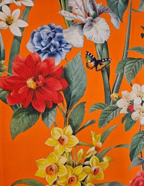 Exclusief Bohemisch bloemenweefsel, oranje - 300x280cm -, Antiek en Kunst, Kunst | Designobjecten