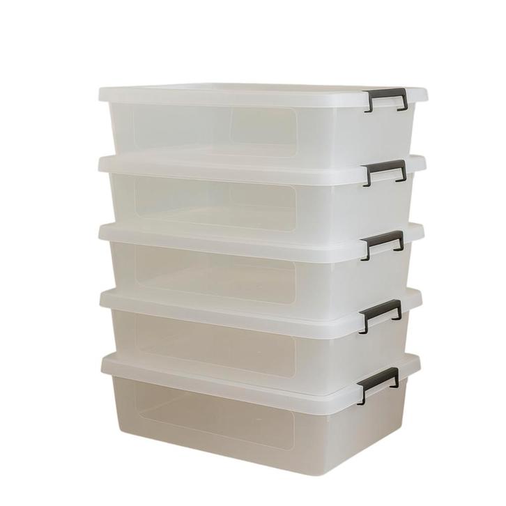 Set 5 Transparante Opbergboxen 12L – Stapelbaar Met Deksel, Doe-het-zelf en Verbouw, Kratten en Dozen, Ophalen of Verzenden