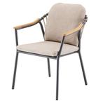 Nova dining tuinstoel met teak armleuning antraciet, Ophalen of Verzenden, Nieuw