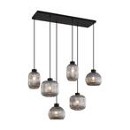 Design hanglamp zwart met smoke glas 6-lichts - Ana, Huis en Inrichting, Nieuw, Overige materialen, Design, 75 cm of meer