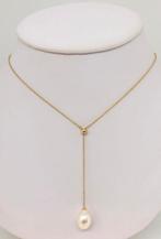 Ketting met hanger Zoetwaterdruppelparel - Geelgoud 18K