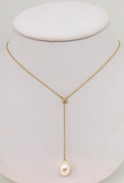 Ketting met hanger Zoetwaterdruppelparel - Geelgoud 18K, Sieraden, Tassen en Uiterlijk, Antieke sieraden
