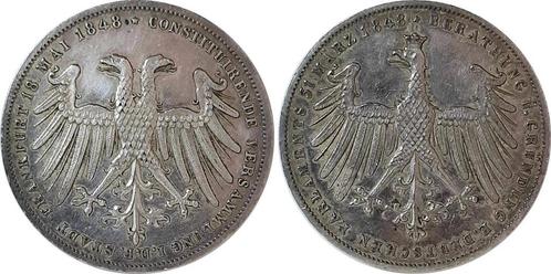 Duitsland Doppelgulden Freie Stadt Frankfurt 1848 f Vz/vz..., Postzegels en Munten, Munten | Europa | Niet-Euromunten, Verzenden