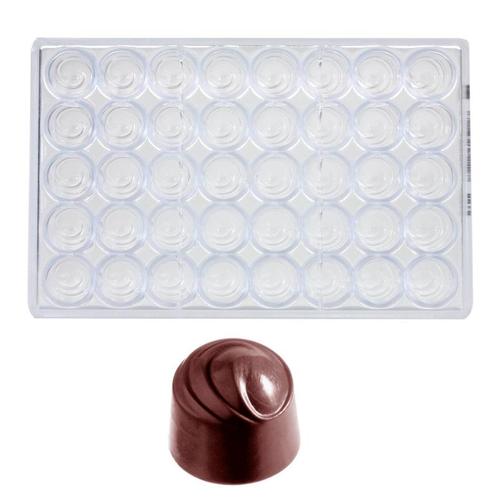 Bonbonvorm Chocolate World Rond Swirl (40x) Ø28 mm, Hobby en Vrije tijd, Taarten en Cupcakes maken, Nieuw, Verzenden