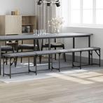 vidaXL Eetkamerbank 248x32x45 cm staal en stof lichtgrijs, Huis en Inrichting, Tafels | Eettafels, Verzenden, Nieuw