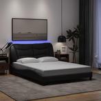 vidaXL Bedframe met LED-verlichting stof zwart 120x200 cm, Verzenden, Zwart, Nieuw, Twijfelaar