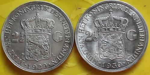 Nederland. Wilhelmina. 2 1/2 Gulden 1929/1930 (Zonder, Postzegels en Munten, Munten | Nederland