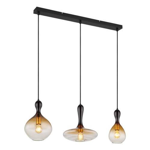 Hanglamp ALADDIN 101.5 cm 3-lichts Zwart, Smoked, Huis en Inrichting, Lampen | Hanglampen, Metaal, Minder dan 50 cm, Ophalen of Verzenden