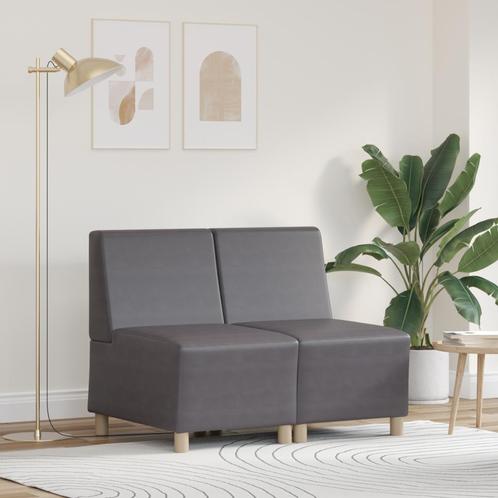 vidaXL Bankstoelen 2 pcs Grijs 55 x 74 x 82 cm Kunstleer, Huis en Inrichting, Banken | Bankstellen, Nieuw, Minder dan 150 cm, Leer