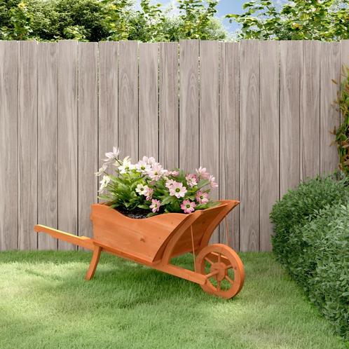 vidaXL Plantenbak kruiwagen 128x45,5x43 cm massief vurenhout, Tuin en Terras, Hand-tuingereedschap, Nieuw, Verzenden