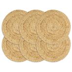 vidaXL Placemats 6 st rond 38 cm jute natuurlijk, Verzenden, Nieuw, Bruin