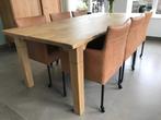 Set van 6 leren kuip eetkamerstoelen - met wieltjes - cognac, Overige kleuren, Nieuw, Leer, Ophalen of Verzenden