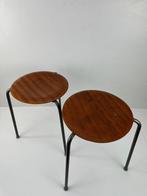 Stool Stapelbar - Kruk (2) - Metaal, Teak, Vintage midden, Antiek en Kunst, Curiosa en Brocante