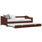 vidaXL Bedbank uittrekbaar grenenhout donkerbruin 90x200 cm, Huis en Inrichting, 90 cm, Eenpersoons, Bruin, Verzenden