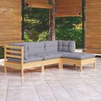 vidaXL 4-delige Loungeset met grijze kussens grenenhout, Verzenden, Nieuw, 4 zitplaatsen, Loungeset