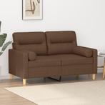 vidaXL Tweezitsbank met sierkussens 120 cm stof bruin, Huis en Inrichting, Verzenden, Minder dan 150 cm, Stof, Nieuw