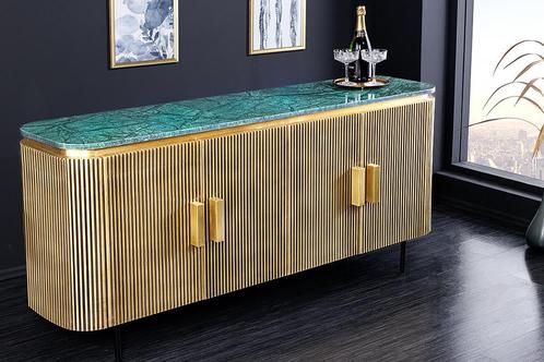 Design dressoir VENEZIANO 160cm messing groen marmeren blad, Huis en Inrichting, Kasten | Dressoirs, Ophalen of Verzenden