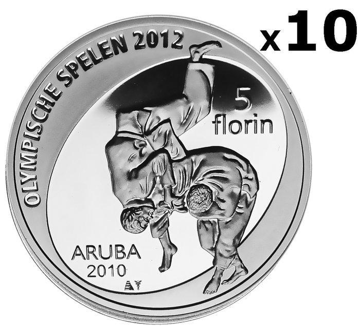 Aruba. 5 Florin 2010 Silver Olympics Games London 2012 -, Postzegels en Munten, Munten | Europa | Niet-Euromunten