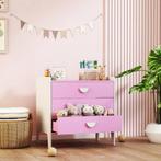 TRUUSK Kinderkast met 3 Lades - MDF - Roze+Wit - Opbergkast, Verzenden, Nieuw