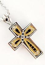 Ketting met hanger - 18 karaat Geel goud, Witgoud - 0.95ct., Sieraden, Tassen en Uiterlijk, Antieke sieraden