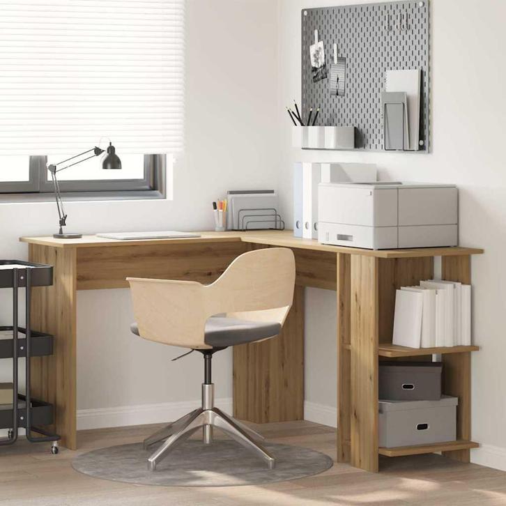 vidaXL Hoekbureau met opslageenheid met plank artisanaal, Huis en Inrichting, Bureaus, Nieuw, Verzenden