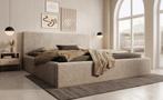 Meubella | Tweepersoonsbed 180x200 beige ribstof - Modern, Huis en Inrichting, Slaapkamer | Bedden, Verzenden, Nieuw, Tweepersoons