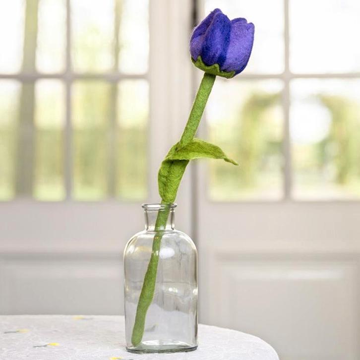 Vilt Bloem - Tulp Pleun Paars - 40cm - Fairtrade Homedecor, Kinderen en Baby's, Kinderkamer | Inrichting en Decoratie, Nieuw, Ophalen of Verzenden