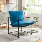 Fauteuil Utsjoki 90x61x70 cm zwart en blauw [en.casa], Huis en Inrichting, Fauteuils, Verzenden, Nieuw