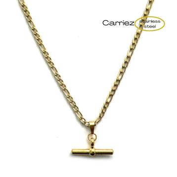 Figaro schakel ketting met staaf hanger goud - stainless ste beschikbaar voor biedingen