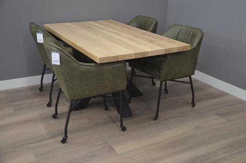 Eiken tafel / eettafel 160*90 cm met spinpoot, Huis en Inrichting, Tafels | Eettafels, Nieuw, Eikenhout, Metaal, Ophalen of Verzenden