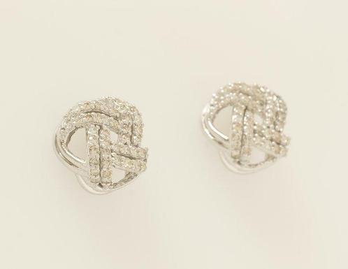 Oorstekers - 14 karaat Witgoud - 1.26ct. tw. Diamant, Sieraden, Tassen en Uiterlijk, Antieke sieraden