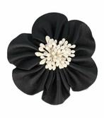 Haarspeld Duckklem Broche Bloem Leder Look 7,5cm Zwart, Verzenden, Nieuw