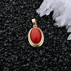 Antiek gouden hanger met bloedkoraal (vintage, uniek), Ophalen of Verzenden, Gebruikt, Goud, Overige merken