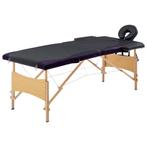 vidaXL Massagetafel inklapbaar 2 zones hout zwart, Sport en Fitness, Massageproducten, Verzenden, Nieuw