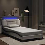 vidaXL Bedframe met LED-verlichting kunstleer wit en zwart, Overige materialen, 100 cm, Eenpersoons, Verzenden