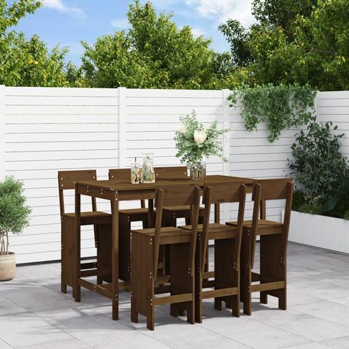 vidaXL 7-delige Tuinbarset massief grenenhout honingbruin, Tuin en Terras, Tuinsets en Loungesets, Nieuw, 7 zitplaatsen, Verzenden