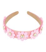 Diadeem Bloemen Facet Stenen Strass 3,5cm Roze, Verzenden, Nieuw