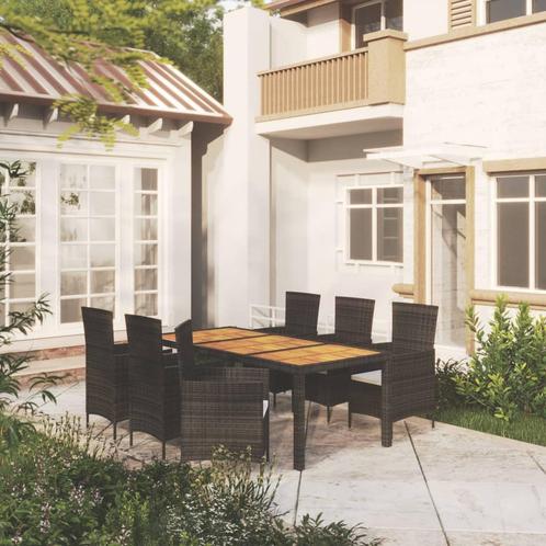 vidaXL 7-delige Tuinset met kussens poly rattan zwart, Tuin en Terras, Tuinsets en Loungesets, Tuinset, Nieuw, 6 zitplaatsen, Rotan
