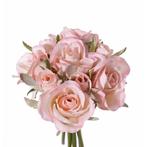 Luxe boeket kunstbloemen roze rozen 20 cm - Kunst rozen