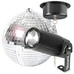 BeamZ MB20 discobal 20cm met LED pin spot en spiegelbol moto, Verzenden, Nieuw, Discobol