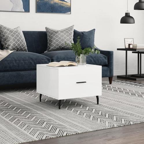 vidaXL Salontafel 50x50x40 cm bewerkt hout hoogglans wit, Huis en Inrichting, Tafels | Salontafels, 50 tot 100 cm, Nieuw, Overige houtsoorten